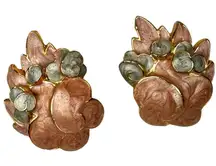 VTG Enamel Clip On Earrings E. Bastheim Co. Gold Tone