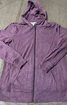 Plush soft Purple Hooded Zip-Up Sweater