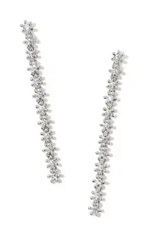 NWT! Kendra Scott Nydia Silver Linear Earrings in White CZ