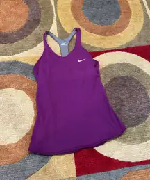 Dri Fit Purple Athletic Racerback Tank Top Built In Bra Light Padding M