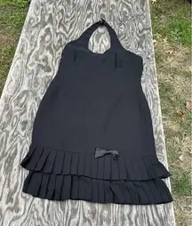 Amanda Smith Black Halter‎ Dress Women’s Size 12 Pleated Hem Back Zip Fairy Fall