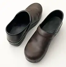 DANSKO Brown Leather Professional Slip On Clogs Mules, Size EU 39