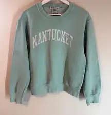 Nantucket Crew Neck Sweatshirt Guava Beach Small Aqua White