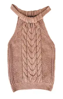 Pilcro Cable Knit Halter Neck Sweater Top Women's Size S Beige Cropped Knitwear