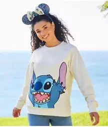 Disney Stitch Embroidered Long Sleeve Crew Neck Size M