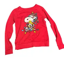 Peanuts Red Sweatshirt with Snoopy and Woodstock