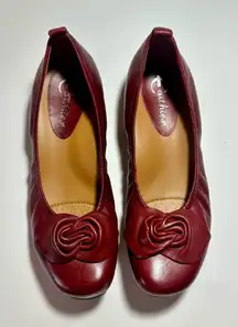 Earthies Rubio Bordeaux Red Flats Rose Casual Solid Red Comfort‎ SlipOn Size 6.5
