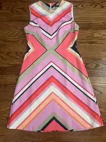 Maggy London Pink and Orange Sleeveless Midi Dress - Size 2