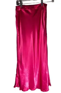 English Factory Hot Pink Satin Bias-Cut Midi Skirt - Size Small