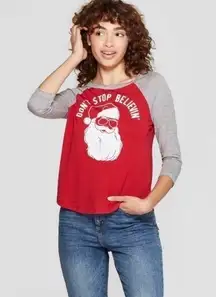 Fifth Sun NWOT Don’t Stop Believin’ Santa Christmas Tee New