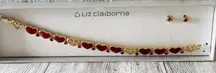 Liz Claiborne Hearts Bracelet & Earrings Set