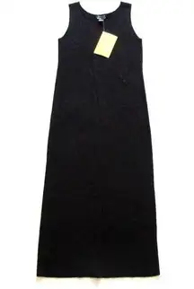 NWT QVC Wardrobe by Brenda French Black Nubby Knit Sleeveless Tank Maxi Dress M