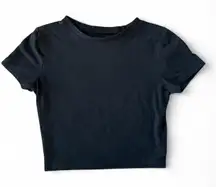 wild fable black cropped short sleeve top