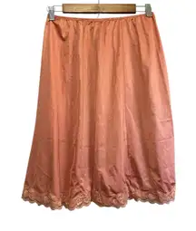 Viquelsy‎ Peach Lace Trimmed Slip Skirt Midi Elastic Waist M