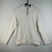 Monterey By Koret Vintage White Fleece Sweater Women’s Medium Equestrian Horses