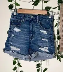 American Eagle Curvy High Rise Shortie Denim Shorts