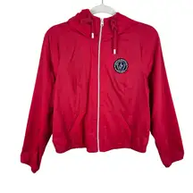 Abercrombie & Fitch Red Hooded Lined Full Zip Cropped Lightweight Jacket Size L