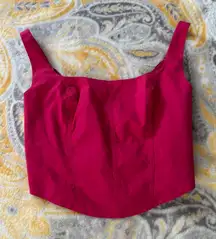 Abercrombie and fitch hot pink poplin corset top size small
