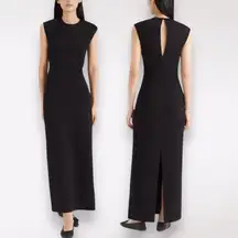 Polished Ponte Knit Dress Sleeveless Black Maxi 12