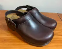 Dansko Ingrid Antique Brown Clog Slingback Leather Comfort Casual Shoe Staple 41