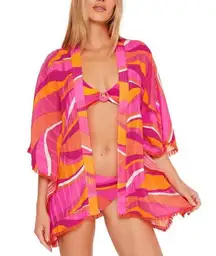 Trina Turk NEW  Womens Vivid Vista Fringe Kimono Swimsuit Coverup One Size $152