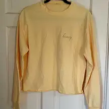 Brandy Melville One Size T-Shirt John Galt Camila Yellow Honey Crop Long Sleeve