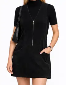 Vintage 90s Express Velvet Jumper 9/10 Black Velvet Mini Dress Dark Academia