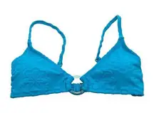 Salt + Cove Sizzle Terry Daisy Ring-Front Bralette Bikini Top Blue S