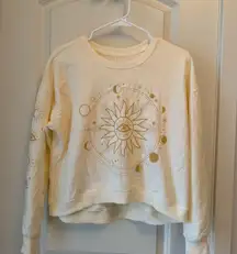 Abstract Sun and Moon Graphic Print Long Sleeve Crewneck Size Small Women's