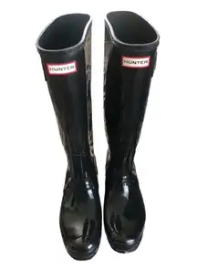 Tall Glossy Shiny Black  Boots Women’s Sz 10 Side Buckle Knee High