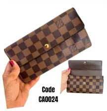 Louis Vuitton Damier Ebene Sarah Long Wallet Brown