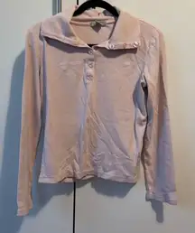Banana republic pink collared long sleeve t-shirt with buttons women’s size medi
