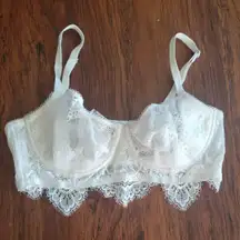 Victoria's Secret White Floral Lace Bridal Wedding Dream Angel Pushup Bra 34D