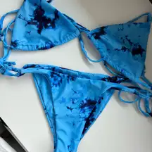 Blue tie dye bikini set