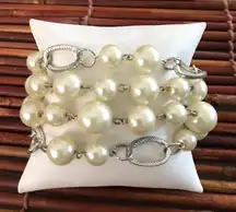 White House Black Market Faux Pearl Multi Strand Bracelet Toggle clasp