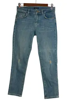 Massimo Dutti Low Rise Cigarette Fit Jeans‎ Women's 2 Medium Wash Crop Capri