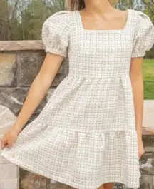 Simply southern ivory brocade puff sleeve dress