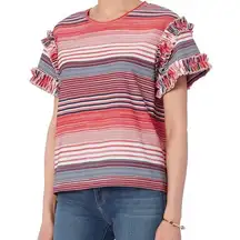 Saloni Dawn Striped Ruffle Top‎ luxury capsule feminine XS oversized
