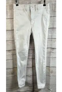 American Eagle Hi Rise Jegging Next Level Stretch Size 4 Regular WHITE Stains