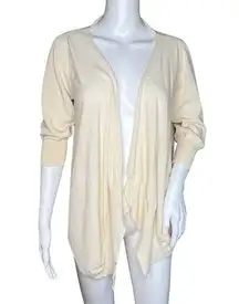 BCBGMaxazria Sweater Women Large Cream Cardigan Open Front Basic Minimalist Boho