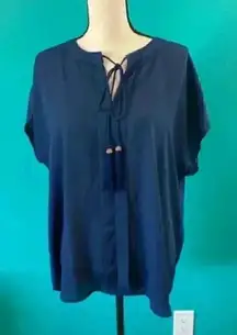Perch by blu pepper semi sheer dark blue blouse in size 3XL