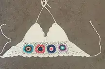 Arizona white flower crochet crop top size large