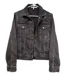 Denim Jacket Avec Les Filles Black Washed Denim Distressed Sz M Fall Winter