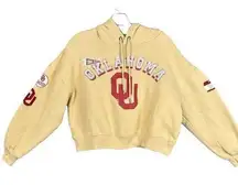 WEAR by Erin Andrews Cropped Oklahoma Sooners Hoodie Embroidered Patches Size M