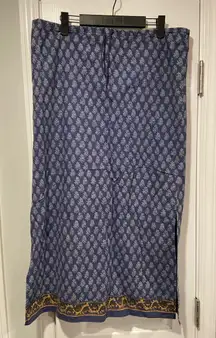Abercrombie & Fitch Size M Blue Floral Boho Maxi Skirt Drawstring Waist Cotton