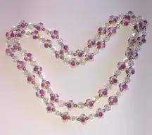 Elegant Pink and White Faux Pearl Beaded Boho Necklace