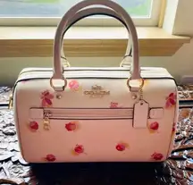 Coach Pop Floral Rowan Crossbody Bag White/red/pink With Long Leather Strap $328