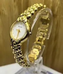 Bulova Watch Women White Dial Gold Tone Round