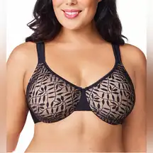 Olga Sheer Leaves Underwire Minimizer Bra in Black - Size 38DD
