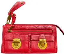 Marc Jacobs Red Leather Wallet with Gold Accents